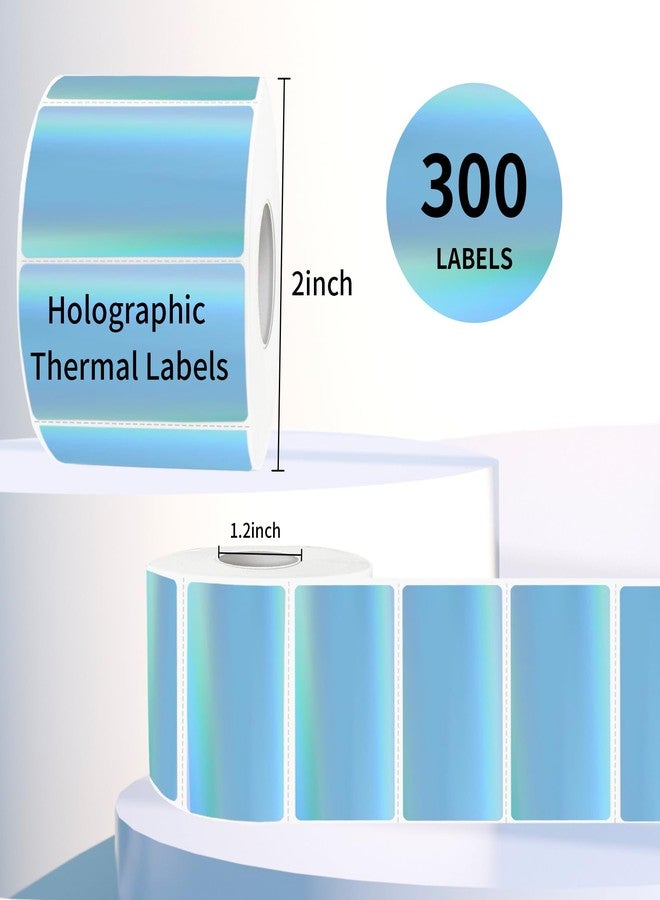 Yegawen Direct Thermal Label 2x1 Inch- Barcode Labels- Holographic Thermal Sticker Labels for Address, Shipping, Compatible with Rollo Label Printer & MUNBYN& Zebra (300 Labels/Blue) - Image 2
