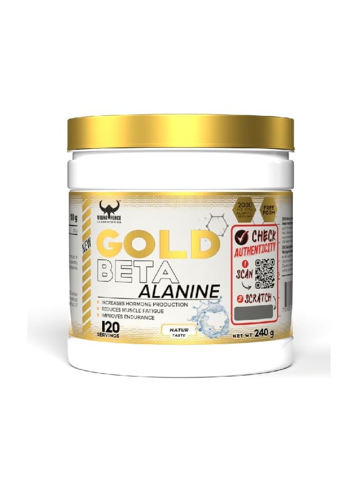 VIKING FORCE LABORATORIES Gold Beta Alanine - 240g, Natural Flavor Pre-workout Endurance Booster - 120 Servings Supports Muscle Stamina & Performance - Image 1