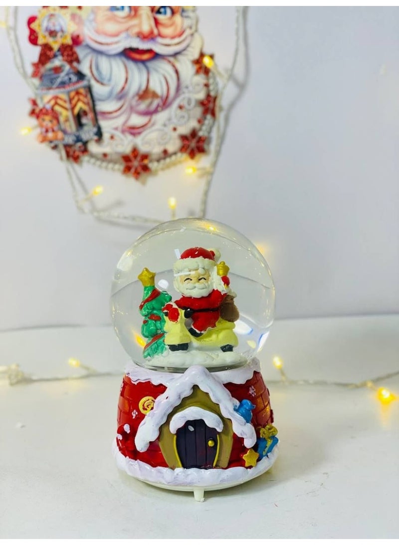Christmas crystal Santa Claus and Christmas tree crystal with cocktail lights and music operated by large stones Size: 10*15 cm - Image 1