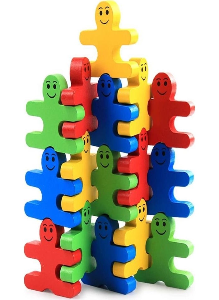 Woody Life Wooden Balance Man Blocks Educational Kids Toy Intelligence Family Attention Toy...  - Image 1