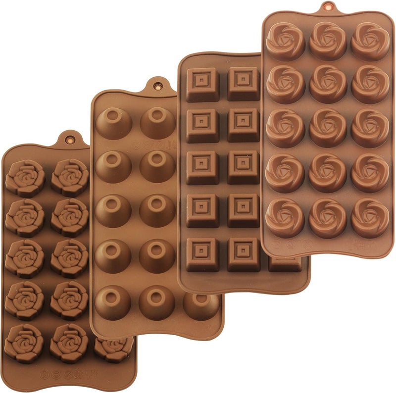 homEdge Truffle Mold Set of 4 Packs Food Grade NonStick Silicone Jelly Chocolate Candy Ice Molds - Image 1