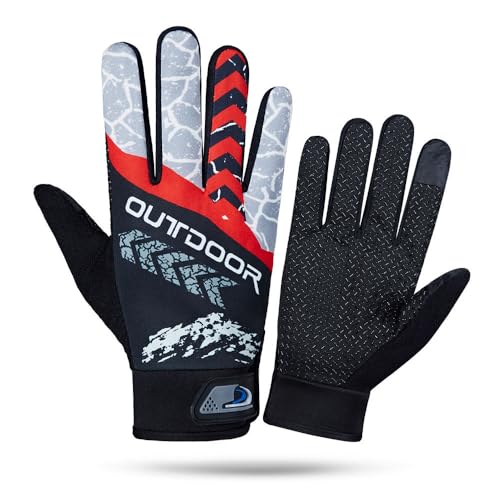 SEFLICA® Cycling Gloves | Non-Slip Sun Protection Gloves for Men & Women | Warm, High-Temperature Resistant Gloves for Mountain Biking, Motorcycle Riding, Cricket, Tennis & Outdoor Sports (Red) - Image 1