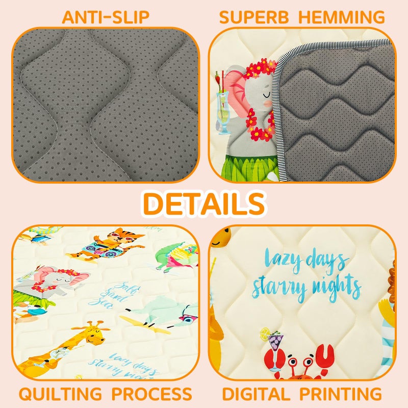 TreeBud Baby Play Mat - Thicken 50x50 Inch Soft Foam Crawling Mat for Playpen & Floor, Non-Slip Waterproof Playmats for Infants & Toddlers, Portable Foldable & Machine Washable, Beach Animals - Image 4