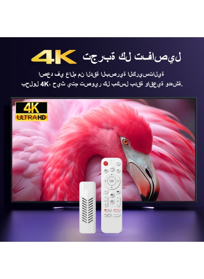 جهاز بث تلفزيون ذكي يعمل بنظام أندرويد 14، ذاكرة وصول عشوائي (RAM) سعة 8 جيجابايت وذاكرة قراءة فقط (ROM) سعة 128 جيجابايت، دقة 4K Ultra HD HDR10، معالج رباعي النواة Cortex-A53، شبكة واي فاي 2.4 جيجا/5 جيجا، BT5.0، مشغل وسائط بث، جهاز بث تلفزيون ذكي للسفر المنزلي (أبيض) - Image 4