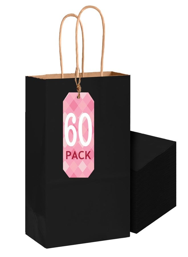Bakepacker 60-Pack Small Size Gift Paper Bags with Handles Bulk 8.3"x6"x3.15" Black Party Kraft Shopping Bags - Image 1
