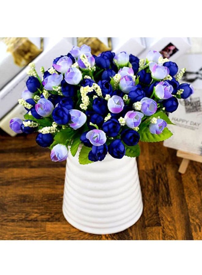 Artificial Rose Flower Bouquet Blue/Purple 24cm - Image 2