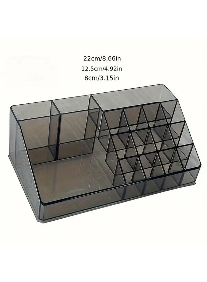 منظم مكياج أكريليك قابل للتكديس باللون الرمادي الفاتح مع أدراج لأقلام أحمر الشفاه وفرش المكياج - Image 4