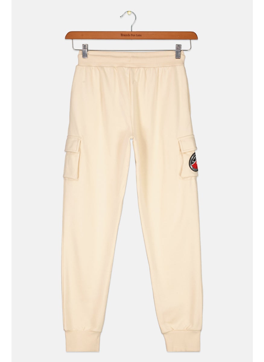 Ellesse Kids Boy Sportswear Fit Training Sweatpants, Beige  - Image 2