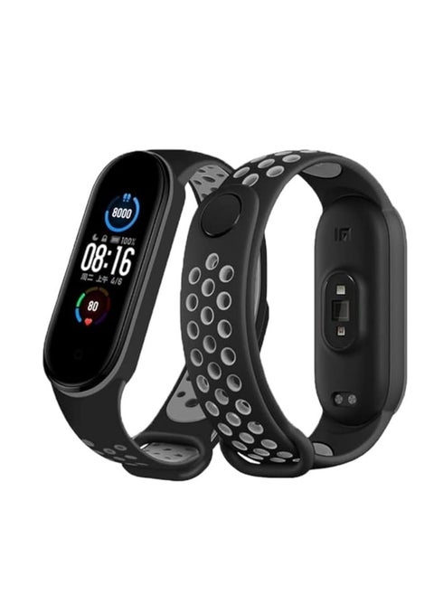 Silicone Sport Strap Compatible with Mi Band 3 / Mi Band 4 Breathable Replacement Strap Compatible