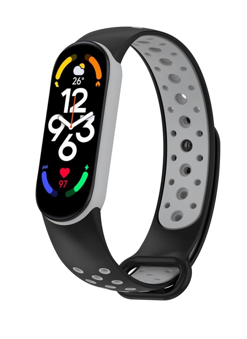 ماركة غير محددة - Silicone Sport Strap Compatible with Mi Band 3 / Mi Band 4 Breathable Replacement Strap Compatible - Image 1
