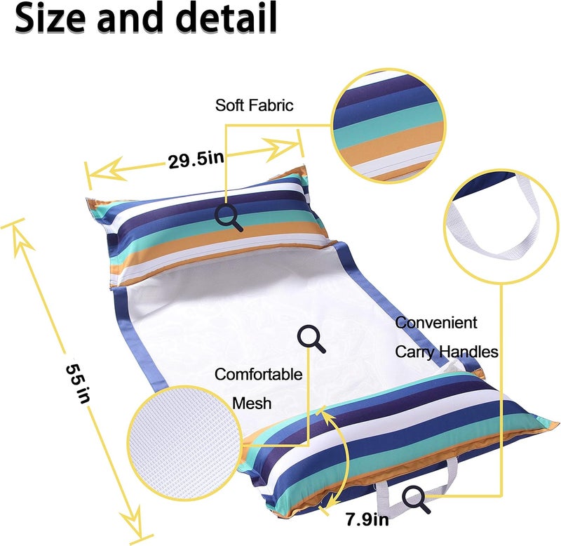 FindUWill Pool Hammock Floats, XL, 2Pack Inflatable Water Floaties 4-in-1 (Saddle, Lounge Chair, Drifter), Lounger for Adults - Image 3