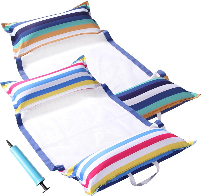 FindUWill Pool Hammock Floats, XL, 2Pack Inflatable Water Floaties 4-in-1 (Saddle, Lounge Chair, Drifter), Lounger for Adults - Image 1