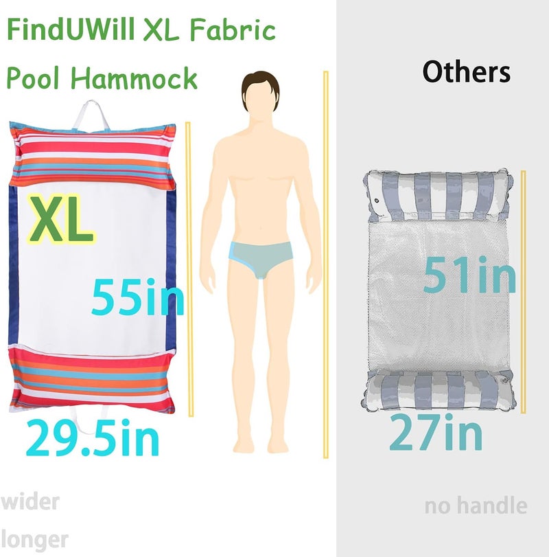 FindUWill Pool Hammock Floats, XL, 2Pack Inflatable Water Floaties 4-in-1 (Saddle, Lounge Chair, Drifter), Lounger for Adults - Image 4