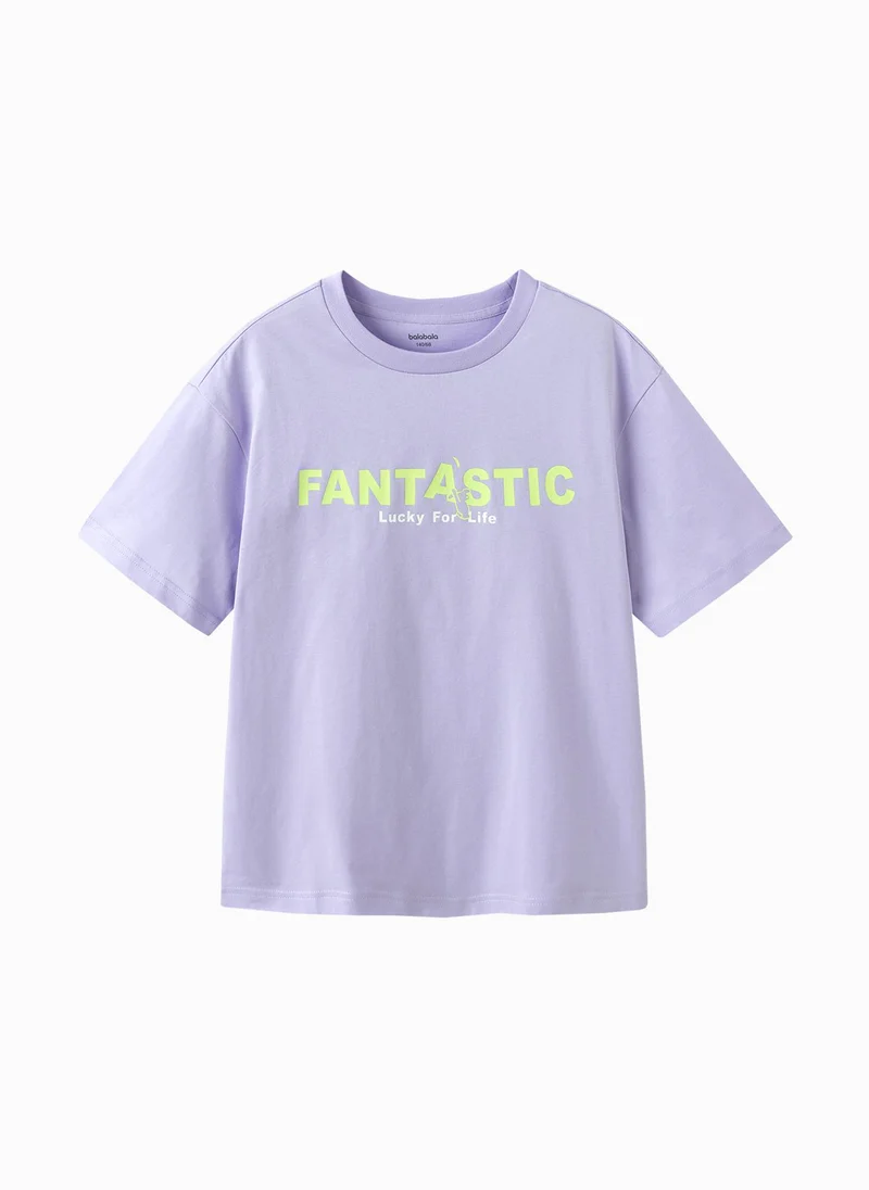 Balabala Kids Unisex Round v-neck short-sleeved T-shirt