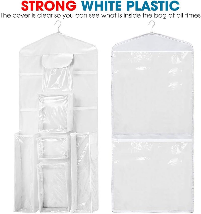 ProPik Hanging Double Sided Wrapping Paper Storage Organizer With Multiple Front And Back Pockets Organize Your Gift Wrap & Gift Bags Bows Ribbons 40”X17" Fits 40 Inch Rolls (White) - Image 2