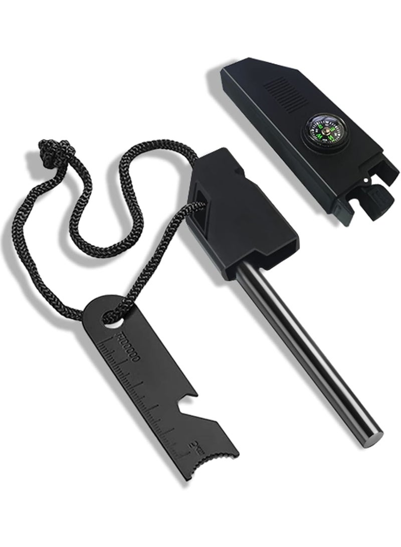 SOLARAE أداة البقاء 6 في 1 لإشعال النار، مع صفارة، أداة متعددة للتخييم والمشي، قضيب مغنيسيوم فيرو لجميع الأجواء للتخييم والمشي، هدية للرجل والأب - Image 1