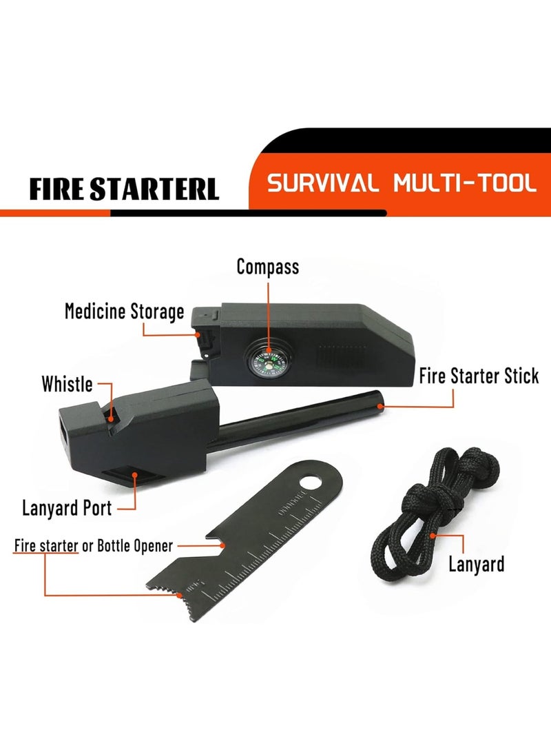 SOLARAE أداة البقاء 6 في 1 لإشعال النار، مع صفارة، أداة متعددة للتخييم والمشي، قضيب مغنيسيوم فيرو لجميع الأجواء للتخييم والمشي، هدية للرجل والأب - Image 4