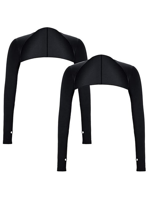 2Pcs Cooling Shawl Arm Sleeve with Finger Hole, UV Protection Arm Wrap Covers for Golfing, Driving, Riding, Fishing (Black)
