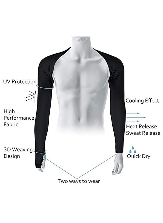 Generic - 2Pcs Cooling Shawl Arm Sleeve with Finger Hole, UV Protection Arm Wrap Covers for Golfing, Driving, Riding, Fishing (Black) - Image 1