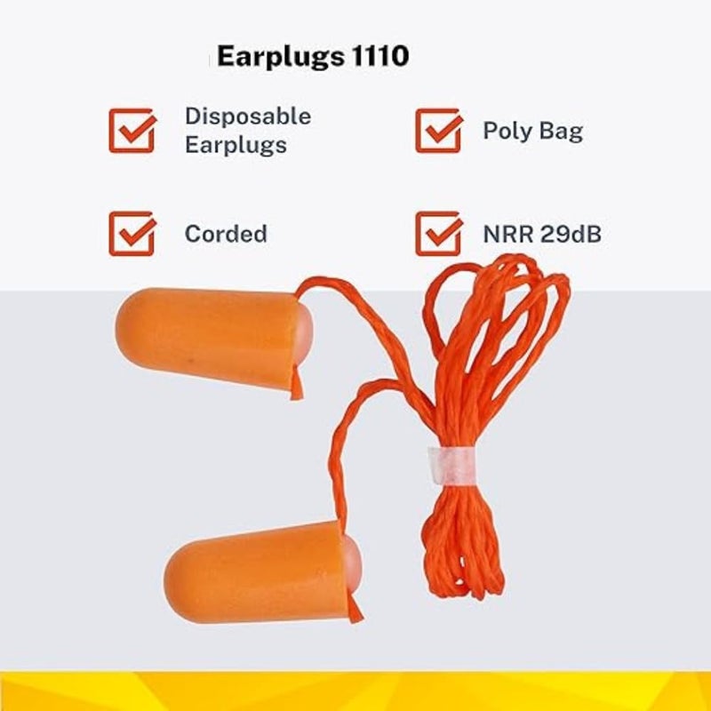 Stylera Ear Plugs Corded, Extra Soft, Reusable Earbuds Noise Cancellation, Soundproof Earplug Use For Underwater, Meditation, Study, Flight Travel,Sleeping Sound Block Up To 29 Decibel (ORANGE, PACK OF 20) - Image 5