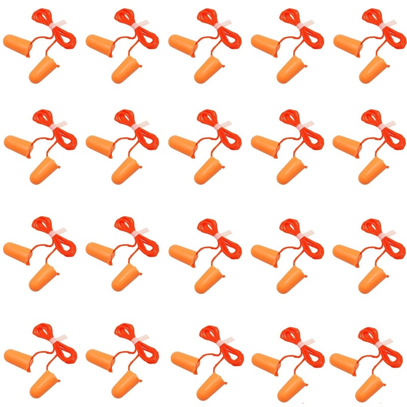 Stylera Ear Plugs Corded, Extra Soft, Reusable Earbuds Noise Cancellation, Soundproof Earplug Use For Underwater, Meditation, Study, Flight Travel,Sleeping Sound Block Up To 29 Decibel (ORANGE, PACK OF 20) - Image 1