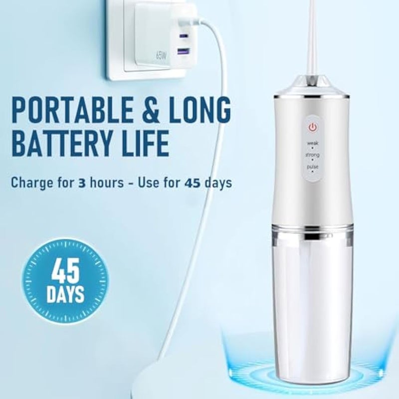 houscly Electric Water Flosser Cordless Water Pick for Teeth 3 Modes 4 Jet Tips Cleaning and Flossing Water Dental Portable Floss Irrigator Oral Water Flossed Rechargeable Tonsil Stone Travel Adults - Image 4
