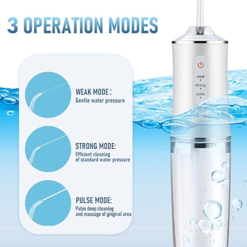 houscly Electric Water Flosser Cordless Water Pick for Teeth 3 Modes 4 Jet Tips Cleaning and Flossing Water Dental Portable Floss Irrigator Oral Water Flossed Rechargeable Tonsil Stone Travel Adults - Image 3