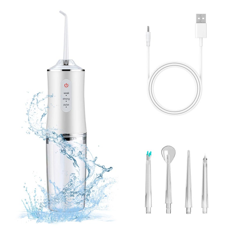 houscly Electric Water Flosser Cordless Water Pick for Teeth 3 Modes 4 Jet Tips Cleaning and Flossing Water Dental Portable Floss Irrigator Oral Water Flossed Rechargeable Tonsil Stone Travel Adults - Image 1