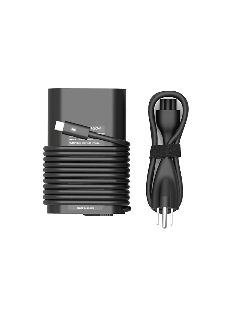 65W USB-C Laptop Charger for Dell Latitude 7420 5420 5430 5520 5530 7320 9430 XPS 13, Chromebook 3100, Inspiron 7300 - AC Power Adapter, Type-C, Black - Image 1