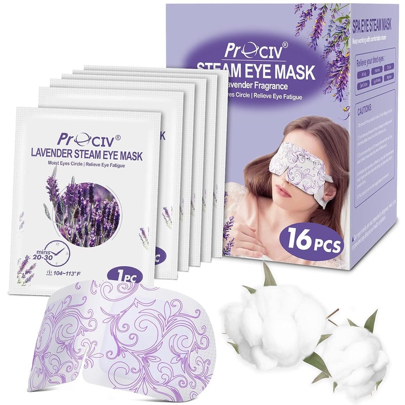 16 Packs Steam Eye Masks for Dry Eyes Self Heated Eye Mask Disposable Sleep Mask Soothing Headache Relief Dry EyeHot Warm Compress for Stress Relief Relief Eye Fatigue Spa Gifts Travel Essentials