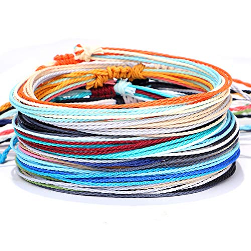 yfstyle 12Pcs Summer Beach Surfer Anklet Bracelets for Women Men Adjustable Handmade Waterproof Braided String Anklets Boho Woven Wave Ankle Bracelets Beach Jewelry - Image 2