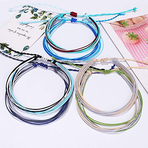 yfstyle 12Pcs Summer Beach Surfer Anklet Bracelets for Women Men Adjustable Handmade Waterproof Braided String Anklets Boho Woven Wave Ankle Bracelets Beach Jewelry - Image 5