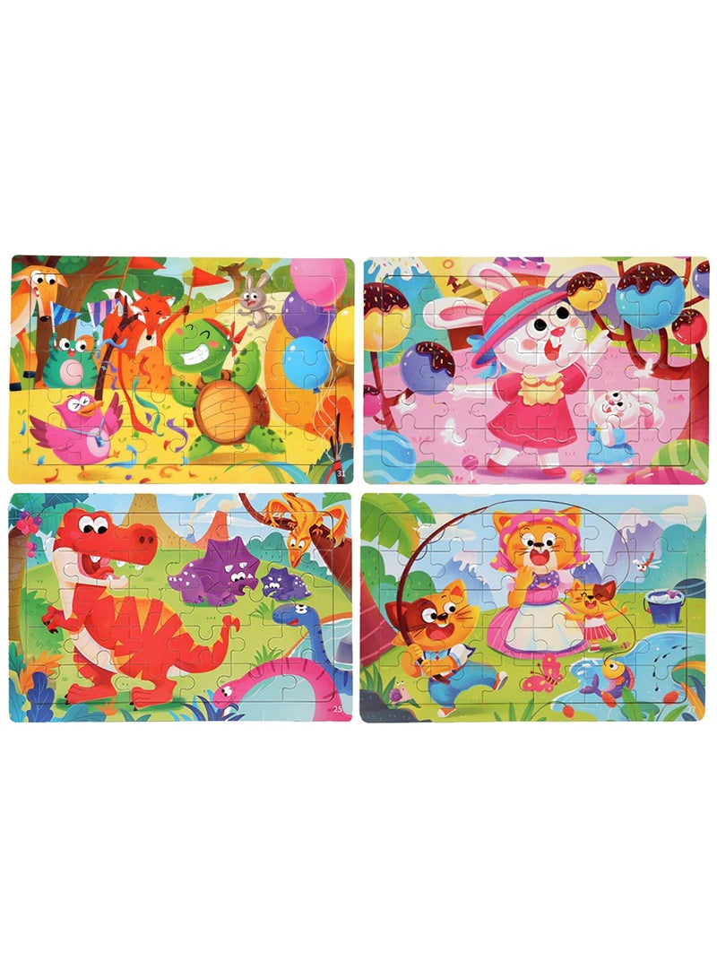 4 Packs Preschool Educational and Learning Jigsaw Puzzle Toy Gift Set Toddler Puzzles Party Favors for Girls and Boys,Portable Travel Puzzles,22*15cm - Image 1
