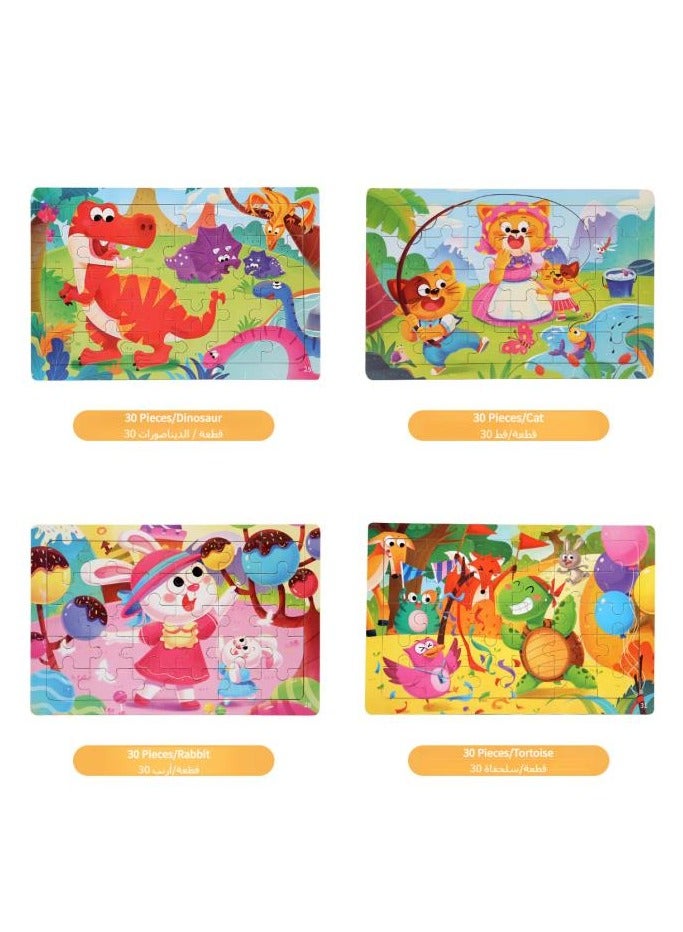 4 Packs Preschool Educational and Learning Jigsaw Puzzle Toy Gift Set Toddler Puzzles Party Favors for Girls and Boys,Portable Travel Puzzles,22*15cm - Image 2