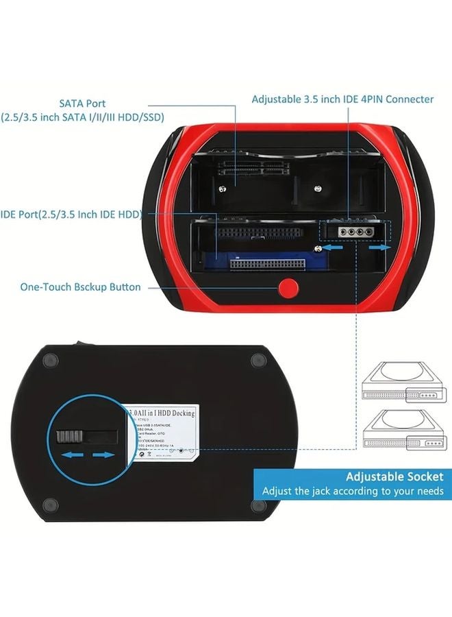 USB Hard Drive Docking Station Dual Slot Reader for 2.5 and 3.5 Inch SATA IDE HDD SSD - Image 5