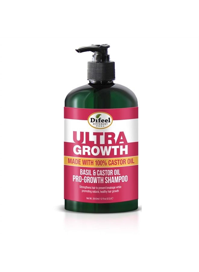 difeel Ultra Growth Basil & Castor Oil Pro Growth Shampoo 12 oz - Made with Basil & Castor Oil for Hair Growth, Sulfate Free Shampoo  - Image 1