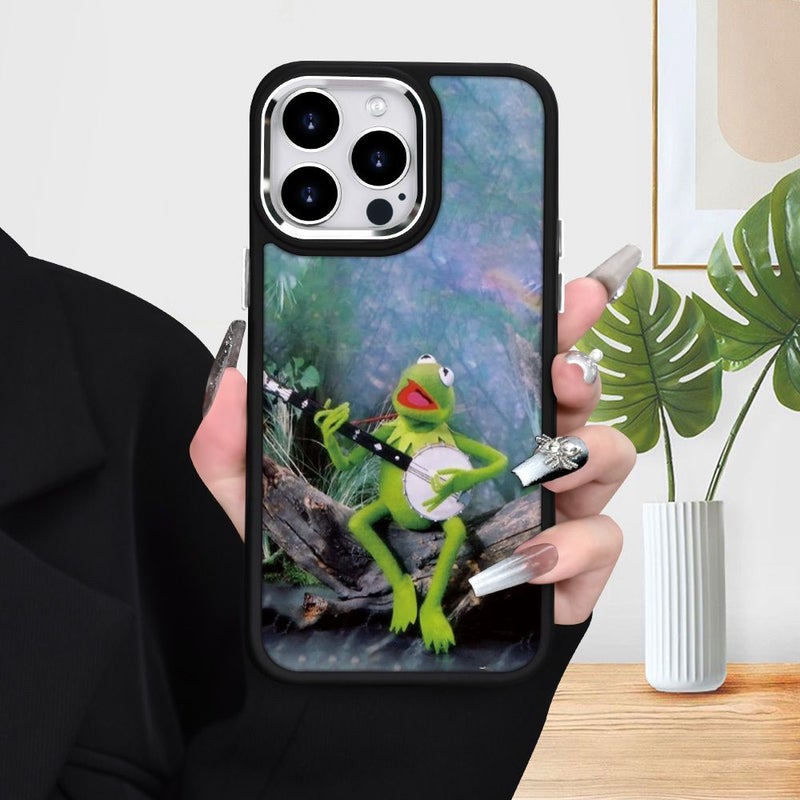 Black Cute Guitar Playing Frog TPU Soft Case For iPhone 13 Pro Max Provides Seismic Protection Fashion Trend Style Winter Spring New Year Ideal Choice - Image 1
