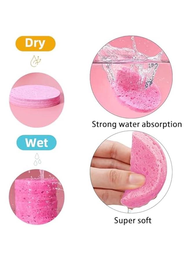 بيوينتي 30 قطعة من اسفنجات الوجه المضغوطة باللون الزهري للتنظيف والتقشير اليومي من دوماما، اسفنجات سبا طبيعية لازالة المكياج، قابلة لاعادة الاستخدام ولطيفة على البشرة - تعزز روتين العناية بالبشرة اليوم! - Image 4