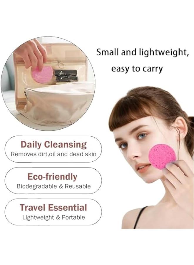 بيوينتي 30 قطعة من اسفنجات الوجه المضغوطة باللون الزهري للتنظيف والتقشير اليومي من دوماما، اسفنجات سبا طبيعية لازالة المكياج، قابلة لاعادة الاستخدام ولطيفة على البشرة - تعزز روتين العناية بالبشرة اليوم! - Image 5