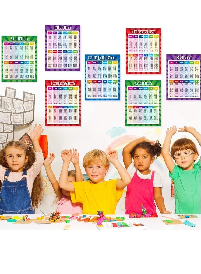لوحات رياضية تعليمية، ملصقات تعليمية للضرب والقسمة والجمع والطرح للأطفال، للمدارس الابتدائية والمتوسطة، بحجم كبير جداً 17 × 22 بوصة (أنماط متنوعة، 4 قطع) - Image 2