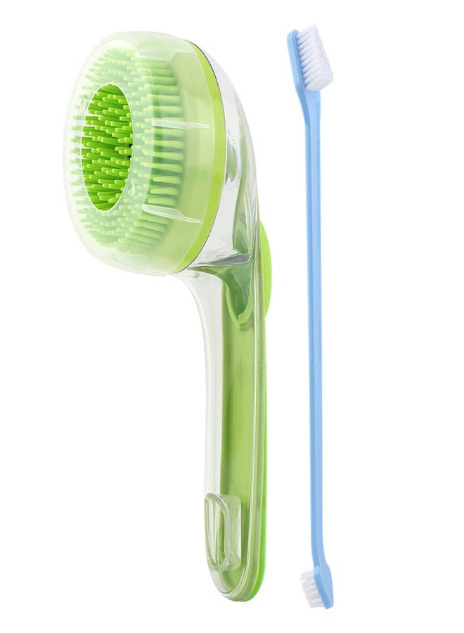 HONUTIGE Pet Bath Brush, 2 in 1 Dog Bath Brush with Built-in Shampoo Dispenser, Pet Wash Brush with Double Head Toothbrush, Grooming Massage Brush for Dogs & Cats - Image 3