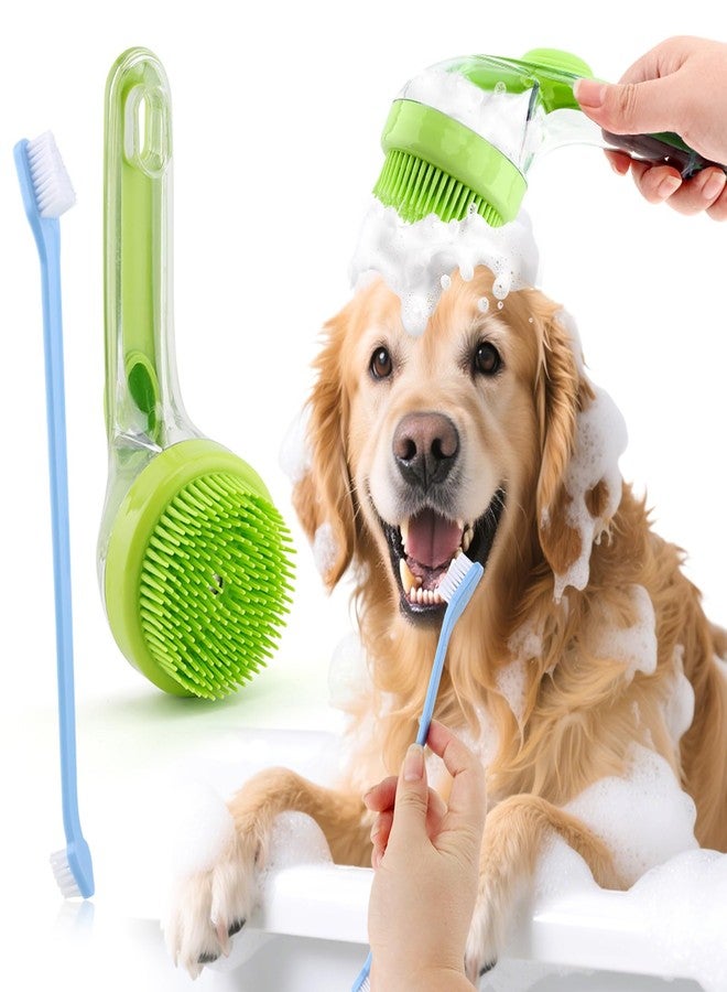 HONUTIGE Pet Bath Brush, 2 in 1 Dog Bath Brush with Built-in Shampoo Dispenser, Pet Wash Brush with Double Head Toothbrush, Grooming Massage Brush for Dogs & Cats - Image 4