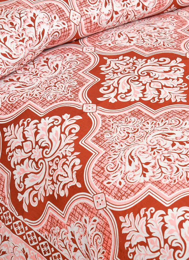 CLOTHOLOGY CLOTHOLOGY Rajmandir Pink Ethnic Motifs Cotton 180 TC King Size Bedsheet with 2 Pillow Covers