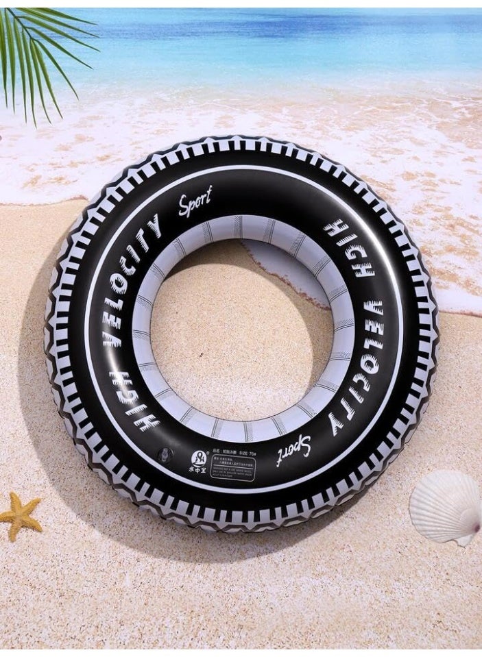 طوق سباحة 80سم قابل للنفخ على شكل إطار  للأطفال والكبار – عائم مائي متين من PVC - Image 2