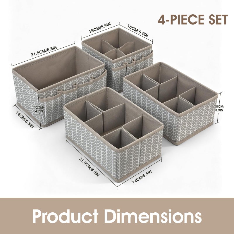 VERONLY Cosmetic Storage Bins Makeup Organizer, Adjustable Multifunction Storage Box Desk Drawer Divider for Makeup Brushes, Bathroom Countertop or Dresser, Set of 4 (Grey) - Image 3