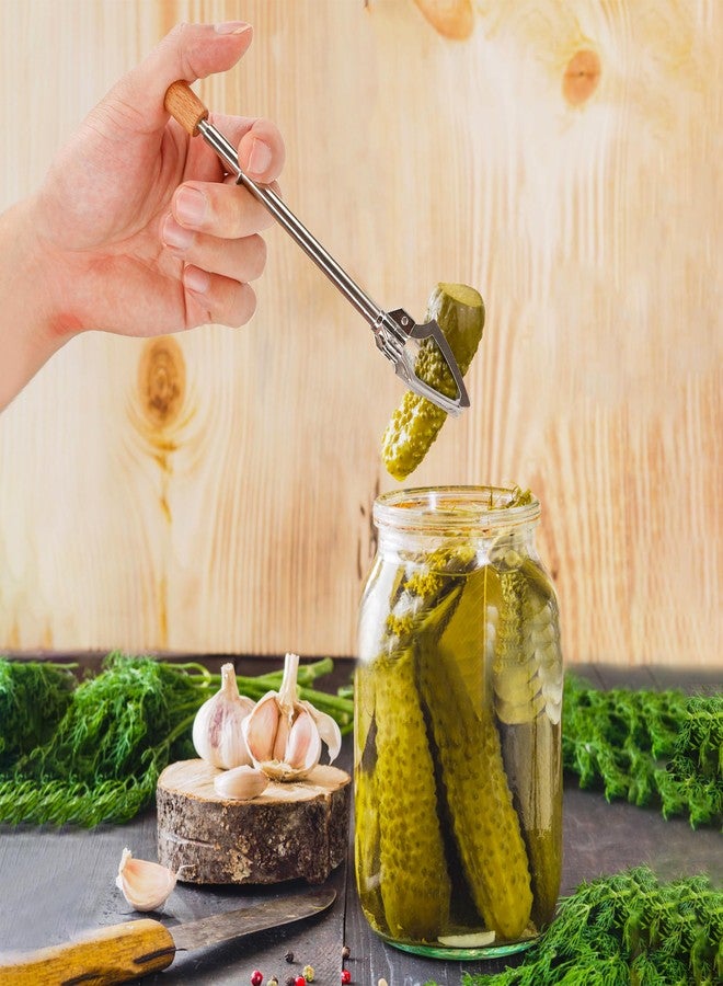 BuleVina Multifunctional Food Clamp with Non-Slip Handle, Telescopic Ice Cube Grabber, Stainless Steel Pickle Fork, Olives Pickled Onions Utensil - Image 4