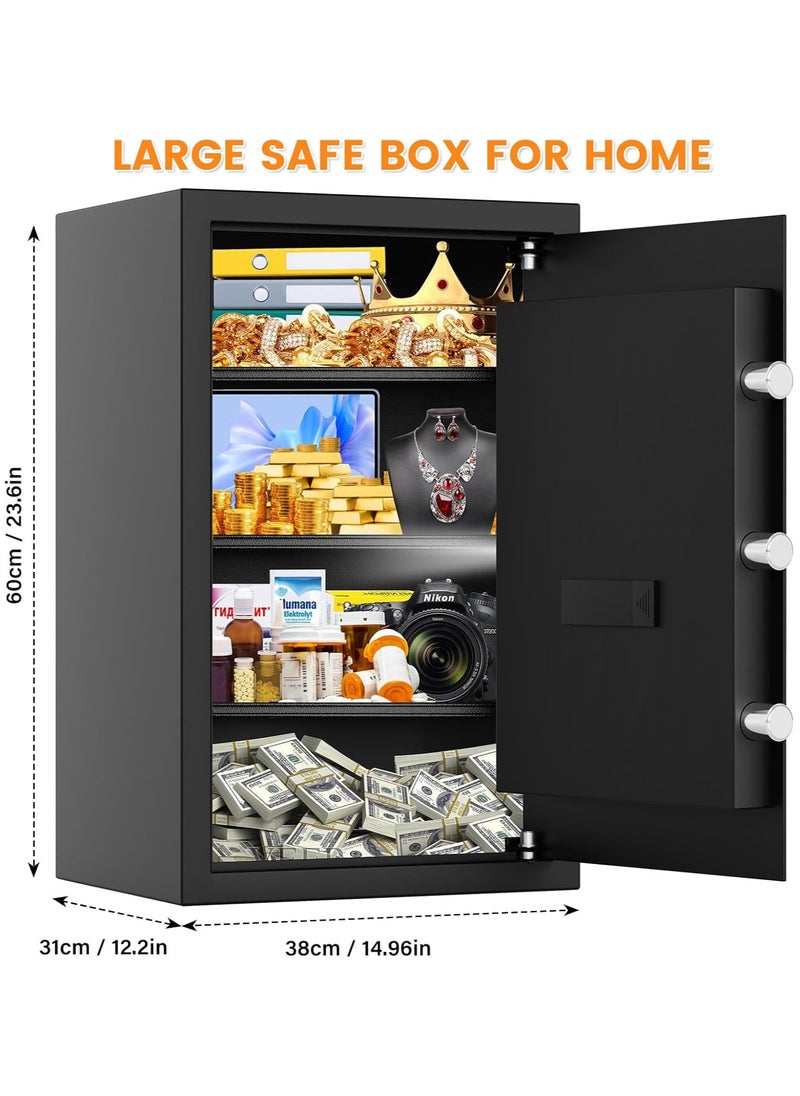Jorunb 4.1 Cubic Large Home Safe Fireproof Waterproof, Digital Home Security Fireproof Safe Box with Fireproof Bag, Electronic Keypad Keys and Removable Shelf, Fire Safe for Home Documents Money Valuables  - Image 2