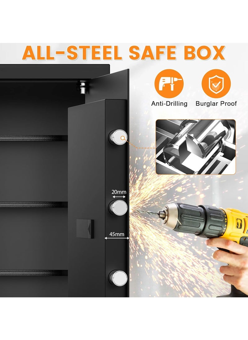 Jorunb 4.1 Cubic Large Home Safe Fireproof Waterproof, Digital Home Security Fireproof Safe Box with Fireproof Bag, Electronic Keypad Keys and Removable Shelf, Fire Safe for Home Documents Money Valuables  - Image 3