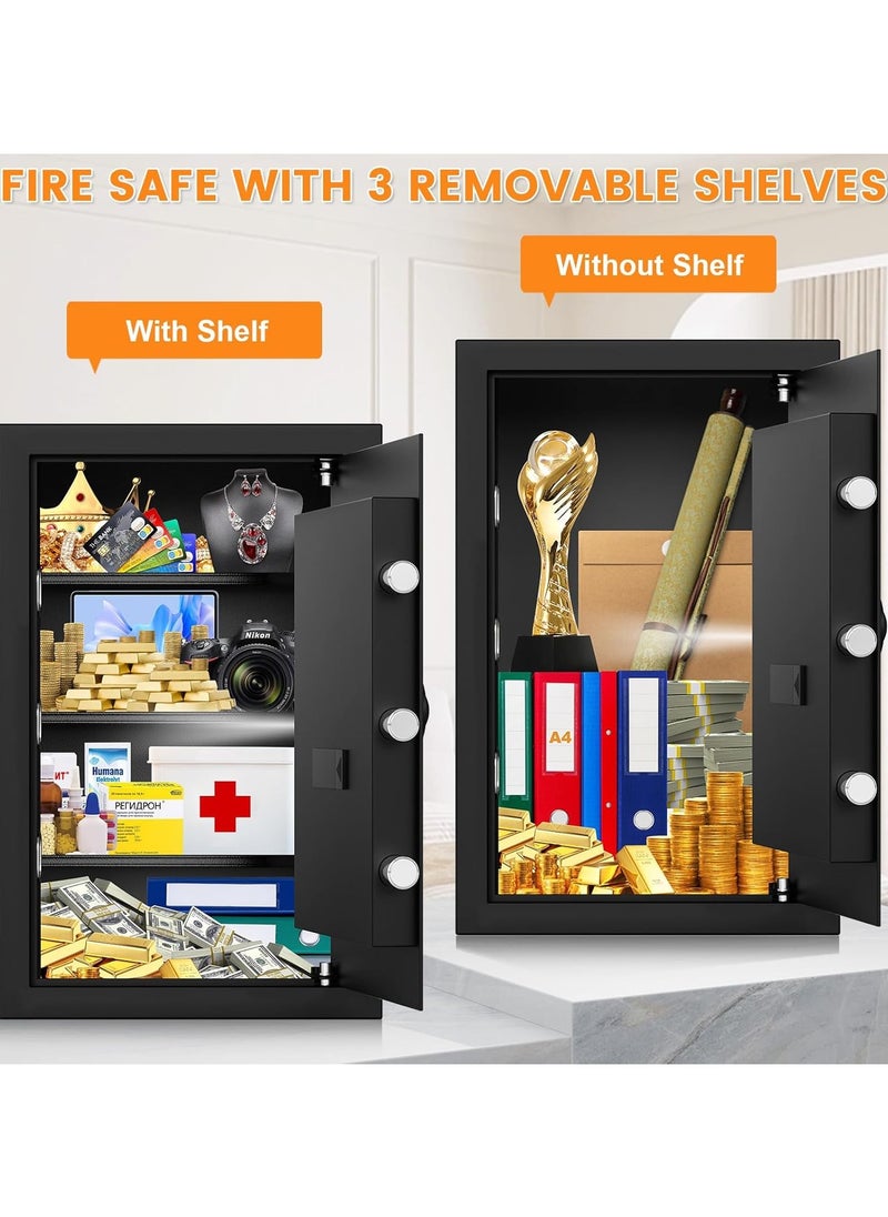 Jorunb 4.1 Cubic Large Home Safe Fireproof Waterproof, Digital Home Security Fireproof Safe Box with Fireproof Bag, Electronic Keypad Keys and Removable Shelf, Fire Safe for Home Documents Money Valuables  - Image 4