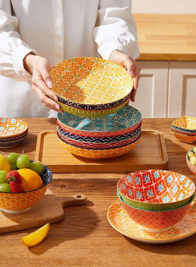 Metahom Pasta Bowls Set of 6, 8 Inch Ceramic Salad Bowls, 30 Oz Wide and Shallow Bowl for Kitchen, Serving Dish Plate for Pasta, Salad, Soup, Vibrant Color - Image 5